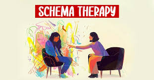 An illustration showing a therapist guiding a client through emotional challenges during schema therapy in Brooklyn, NY, representing the compassionate care provided by a schema therapist in Brooklyn, NY, including schema therapy online in Brooklyn, NY