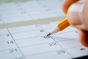 Close-up of a pencil scheduling a date on a calendar—time to start. Book young adult therapy in Brooklyn, NY with a trusted therapist for young adults in Brooklyn, NY; we offer practical counseling for young adults in Brooklyn, NY to build steady routines. 