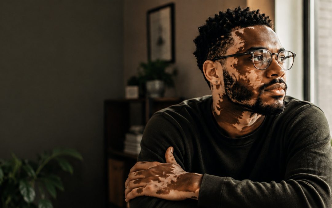 A man crosses his arms and looks away thoughtfully, a guarded posture often explored by an attachment style therapist in Brooklyn, NY. Understanding the 4 types of attachment styles with an attachment therapist in Brooklyn, NY can help explain reactions like this.